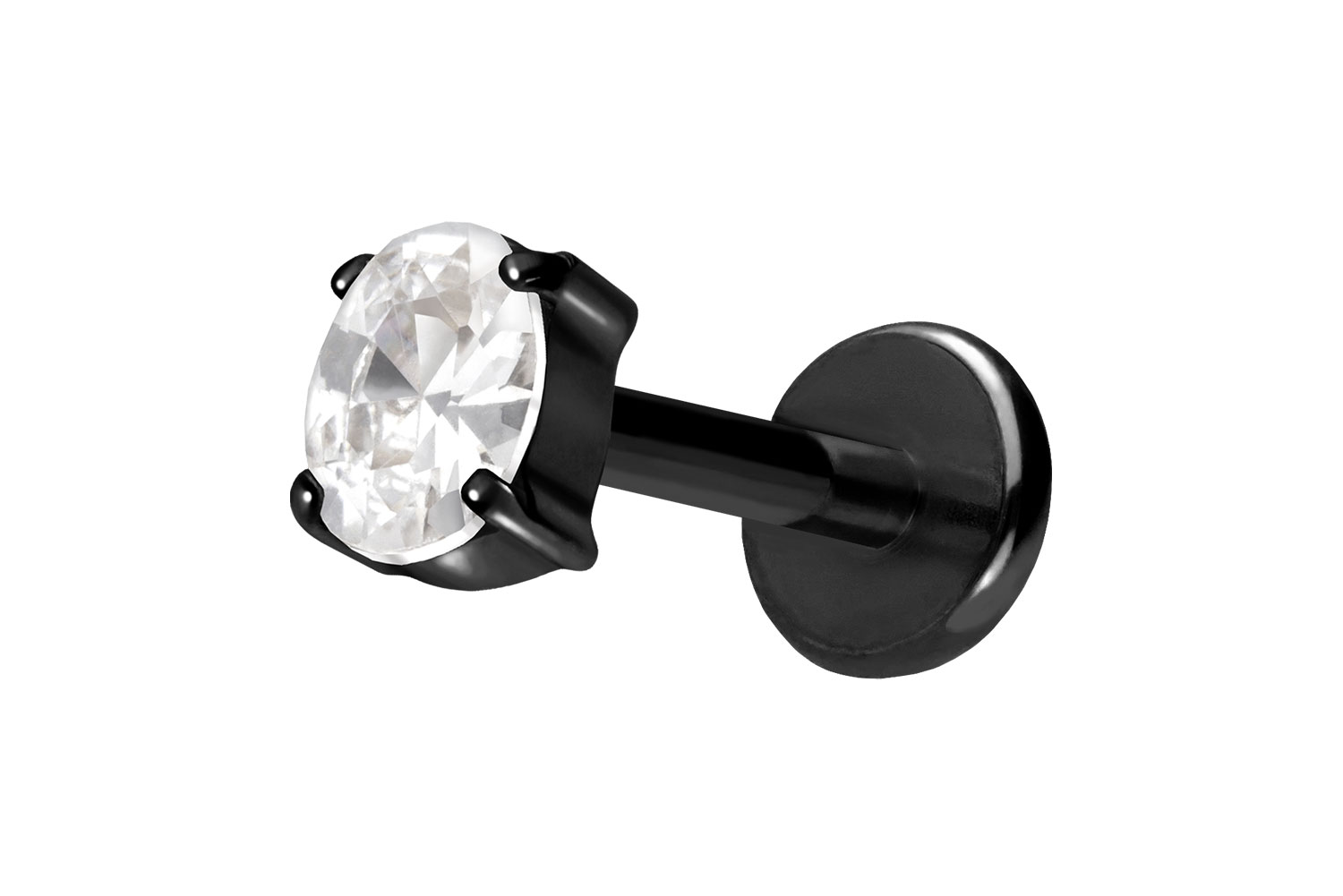 Titan Labret Piercing mit Push Fit EINGEFASSTES KRISTALLOVAL